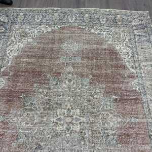 Rug, 6.3x9.2 ft Turkish Rug, <b>Brown</b> Plants & trees Rug <b>Wool</b> - Product Image 4