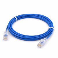 Kabel Patch Ethernet Cat6A UTP Ultra Tipis 28AWG Tembaga Telanjang Terpilin 10Gbps 500MHz RJ45 untuk Rak Server