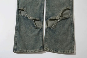 กางเกงยีนส์สำหรับผู้ชายกางเกงยีนส์ทรงพอดีตัวทรงตรงขาดทรงสกินนี่แนวลำลองทันสมัยทันสมัยทนทานคุณภาพสูงจำนวนมาก - Product Image 6