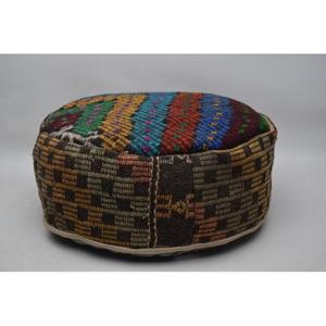 Pouf en cuir marocain fait main, repose-pieds ottoman traditionnel, pouf artisanal, décoration intérieure, siège ottoman bohème pour salon - Product Image 1