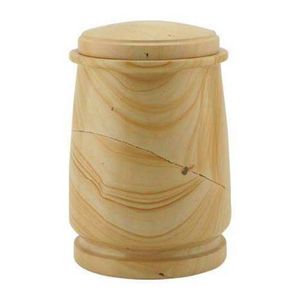 Urne funéraire cylindrique en onyx de sable naturel, motif tourbillon, faite à la main, pour cendres humaines, pierre polie, écologique, personnalisable - Product Image 1