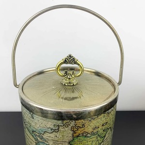 ถังน้ำแข็งมีสไตล์ลายแผนที่โลกพร้อมฝาปิดและที่จับกลมเหมาะสำหรับวางบนโต๊ะไวน์เพื่อความบันเทิงในบ้านจากอินเดีย - Product Image 4