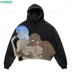 Sweat-shirts à capuche unisexes en molleton 100 % coton, grammage lourd 500 GSM, coupe épaules tombantes, avec impression de logo personnalisé, en French Terry, écologiques, effet délavé - Product Image 3