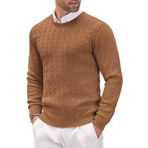 <b>Mens</b> ivory cable knit crew neck <b>sweater</b> - Product Image 4