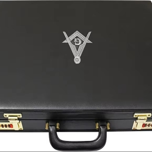 Étui rigide et sacs en cuir pour emblème argenté MM/WM, compas et équerre maçonniques de qualité supérieure, régalia maçonnique - Product Image 1
