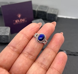 Handmade 925 Sterling Silver Vintage Bezel Set Natural Blue <b>Lapis</b> <b>Lazuli</b> Engagement <b>Ring</b> Third Party Certified - Product Image 4