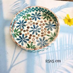 Plateau de service rectangulaire avec incrustation de nacre Flora Plateau décoratif avec poignée Plateau du VIETNAM - Product Image 5