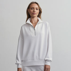 Nueva sudadera de invierno de alta calidad para mujer, jersey de media cremallera, suéter de entrenamiento informal de lana Polar cálido, técnicas lavadas de talla grande - Product Image 4