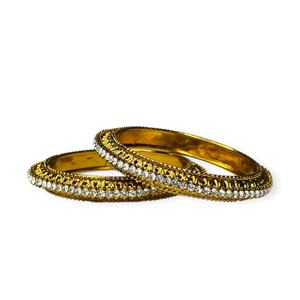 Brazaletes de Diseño Moderno, Chapados en Oro Fino, con Borde de Perlas de Imitación Brillantes y Acabado Antiguo para Mujer, para Aniversario o Boda - Product Image 2