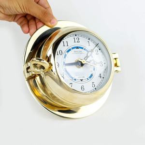 Hublot d'horloge en laiton poli de qualité supérieure | Horloge murale en métal de trou de port décoratif de pirate ouvrable | Marine nautique - Product Image 4