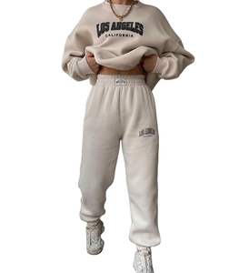 Ensemble de survêtement pour femmes, mode décontractée, imprimé, épais, en molleton, manches longues, pantalon, ensemble 2 pièces pour femmes - Product Image 1