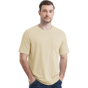 Logo personnalisé T-Shirt d'été pour hommes de haute qualité 100% coton conception OEM solide un cou Street Wear poche été tenue décontracté - Product Image 3