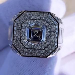 แหวนหมั้นเพชรสำหรับผู้ชายที่โตแล้ว9.50tcw Asscher ความชัดเจนพร้อมใบรับรอง IGI สำหรับงานแต่งงาน - Product Image 2