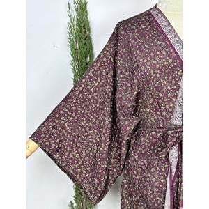 Boho Upcycle Summer Seidenmantel Tropischer Strandberwurf Cardigan Morgenmantel Loungewear Mit Soft Feature Fr Damen - Product Image 2