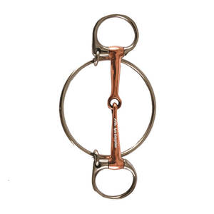 Bocado de cobre de alta calidad para carreras Dexter Ring, bocado profesional de acero inoxidable para caballos, articulado, boquilla de cobre de 13 mm, 2 anillos - Product Image 2