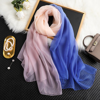 Écharpe en soie de glace de couleur progressive élégante toute étiquette de corps assortie nouvelle écharpe de danse longue écharpe en gaze