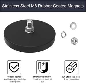 Aimants de montage robustes en NdFeB avec revêtement en caoutchouc - Filetage mâle M6, force magnétique super puissante, fixation de lumières, caméras, fourgonnettes - Product Image 4
