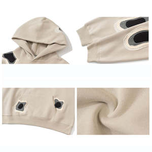 Écusson avec logo personnalisé sweats à capuche pour hommes lourds pulls molletonnés sweat à capuche brodé en coton à épaules tombantes sweats à capuche grande taille - Product Image 5