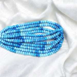 Belles perles de pierre de rondelle lisse d'opale de bonbon bleu 7mm et 10mm bijoux en vrac de brin de pierres précieuses faisant l'approvisionnement en vrac de l'Inde - Product Image 5