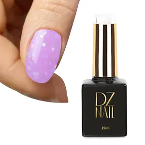 Popular glitter color 15ml Gel Nail Polish Camouflage sequin Rubber Base Coat with Painting UV Gel