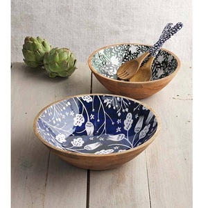 Ensaladera de madera con esmalte Interior Artesanía hecha a mano - Product Image 2