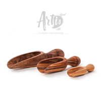 Cuillère à sucre artisanale en bois d'olivier tunisien brun, petite taille, écologique, de haute qualité, pour cuisine et restaurant, très vendue.