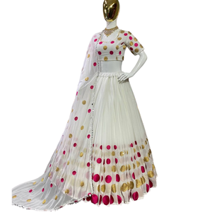 Designer Party Wear Heavy Georgette Séquence Broderie Travail Lehenga Avec Dupatta Party Wear Indian Bollywood Outfit Wholesale - Product Image 1