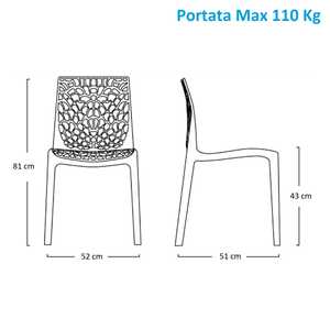 GRANDSOLEIL 6 sedie bianche in polipropilene con motivo a ragnatela braccioli traforati per uso esterno e interno - Product Image 2