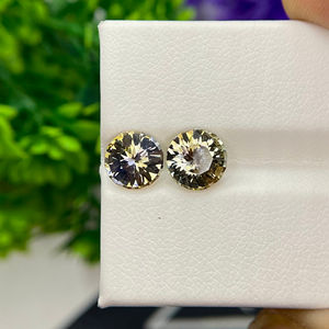 Loupe Tanzanite et Zoisite bicolore 7MM ronde naturelle propre jaune pierre précieuse pour la fabrication de bijoux matériel aigue-marine - Product Image 1