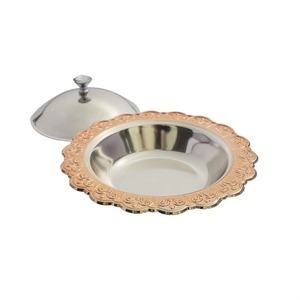 Plateau de style golfe avec couvercle Plateaux de service en métal de haute qualité Décoration intérieure Pièce maîtresse Article Plateaux élégants pour fruits et plat à dessert - Product Image 5