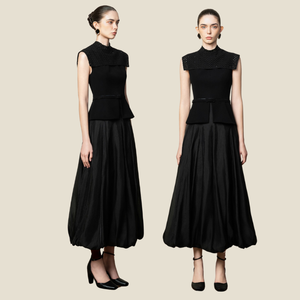 Rehaussez votre look avec la jupe midi Lyly en cupro avec tissu à motifs de feuilles et finition raffinée avec étiquette personnalisée - Product Image 3