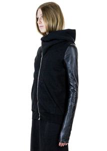 Breathable Custom Plain Good Quality Men Hoodies With <b>Leather</b> Sleeves 2024 Latest <b>Products</b> New Arrivals Men Hoodies - Product Image 3