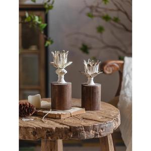 Porte-bougie en bois en forme de fleur artistique pour la décoration de la maison, magnifique présentoir pour la chambre à coucher et le salon, en provenance d'Inde - Product Image 2