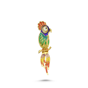Collana con Ciondolo Pappagallo Vintage in <span class=keywords><strong>Oro</strong></span> 14K BeeloGold con Charm Uccello Tropicale in Smalto Colorato - Gioielli Raffinati da Donna da <span class=keywords><strong>Istanbul</strong></span> - Product Image 4