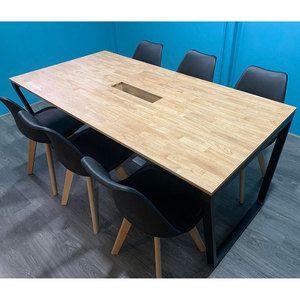 Contemporary 6-Person Meeting <b>Table</b> 180x90 cm Trapeze Concept Assembly System HBTC010 for Conference Room Hotel <b>Office</b> Furniture - Product Image 6