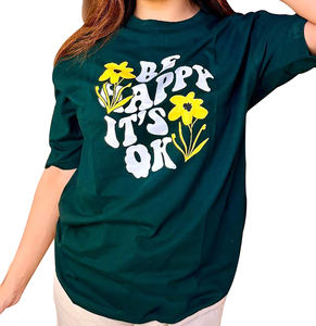 T-shirt à col rond en coton 100% pour femmes, design personnalisé avec logo, tendance et décontracté, épaules tombantes, vente en gros, fournisseur BD - Product Image 5