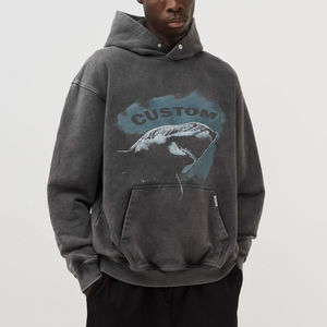 Pull à capuche léger et respirant pour hommes ensemble de vêtements de sport de fitness personnalisés délavés à l'acide 100% coton style sans couture - Product Image 3