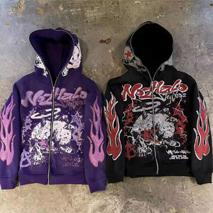 Sudadera con capucha de algodón puro con logotipo personalizado de estampado en caliente de cuerpo completo de alta calidad Sudadera con capucha de peso pesado totalmente personalizada para hombres - Product Image 4