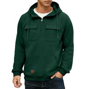 Ropa DE TRABAJO personalizada para hombres Sudadera con capucha con cremallera de cuarto Jersey táctico Casual Gym Fit Hoodie - Product Image 2