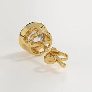 Bezel <b>Set</b> Moissanite <b>Stud</b> <b>Earrings</b> in Yellow Gold Modern Design Jewelry with Sleek Edges Ideal for Party or Daily Use - Product Image 3