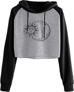 High Quality Custom Made <b>Teen</b> Girls Casual Long Sleeve Crop <b>Hoodies</b> Pullover Tops Hooded Sweatshirts Trendy Design Classic 2024 - Product Image 1