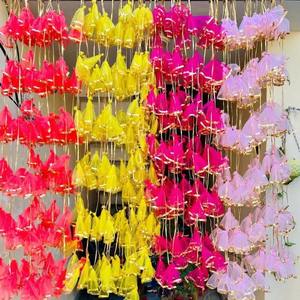 Toile de fond de scène de mariage indien vintage élégant filet coloré guirlande de ficelle Gota pour mur de fête de festival classique artificiel - Product Image 2