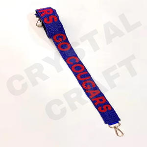 Customized Blue Rice Beaded <b>Purse</b> Strap <b>White</b> Gold Seed Bead Bag Straps Fashionable Accessories for Bags - Product Image 3