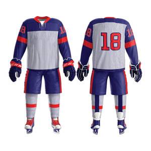 Wholesale OEM Custom 100% Polyester Ice Hockey Jersey Team Uniform with Custom Design Embroidery <b>Applique</b> Set Style - Product Image 5