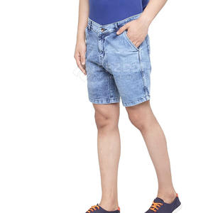 New Style Men's High <b>Waist</b> 100% Cotton Solid Casual <b>Jeans</b> Shorts Customizable Quick Dry Breathable Summer 2025 Wholesale - Product Image 3