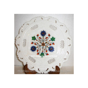 Plaque décorative ronde incrustée de marbre - Product Image 1