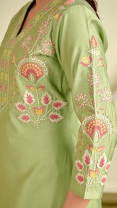 2025 nueva moda elegante vestidos casuales de mujer lavable India tendencia cintura Natural ropa Casual Kurti pantalón botón - Product Image 2