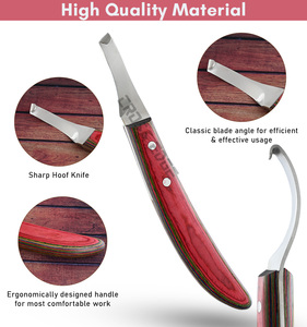 Herramientas de herrador mejor calificadas Cuchillo de pezuña Afilado curvo para mano derecha Mango de madera de acero inoxidable Aseo de caballos Agarre cómodo - Product Image 4