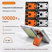 Protection d'objectif d'appareil photo en verre trempé avec support pliable en métal mat pour 17 18 Pro Max