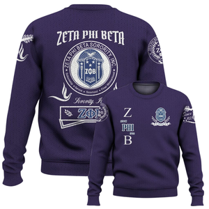 ZPhiB Knit Sorority Sweater Zeta Phi Beta 1920 Azul Blanco Greek Life Chenille Letters Divine Nine Premium Apparel - Product Image 6